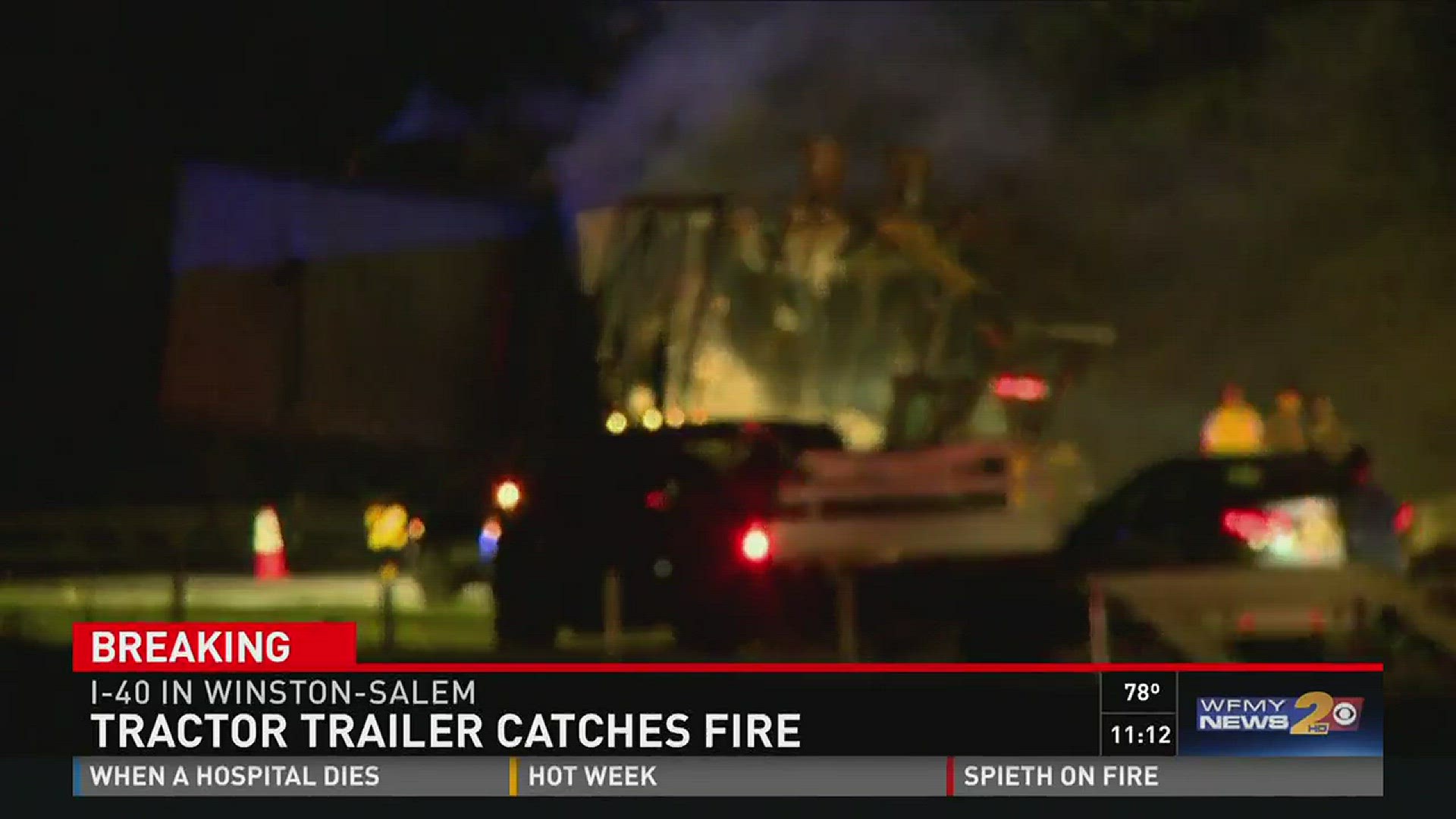 Tractor Trailer Catches Fire And Closes Part Of I-40 | Wfmynews2.com