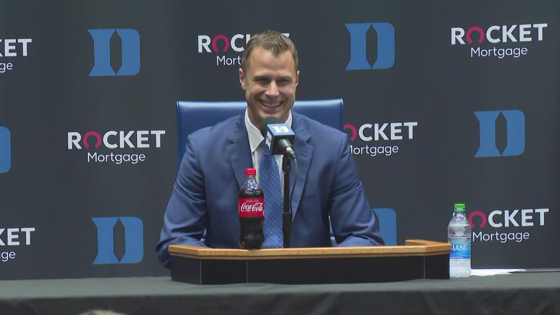 When asked how he felt about following in Duke Hall of Fame head coach Mike Krzyzewski's footsteps, Scheyer said he's "not afraid."