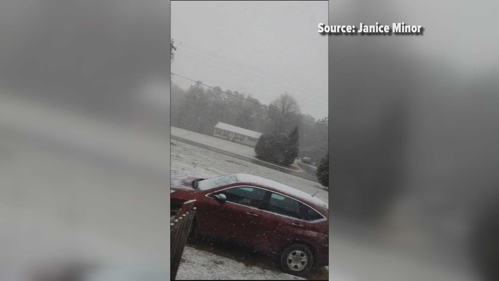 Janice Minor shared this video of snow sticking to the ground in Madison.