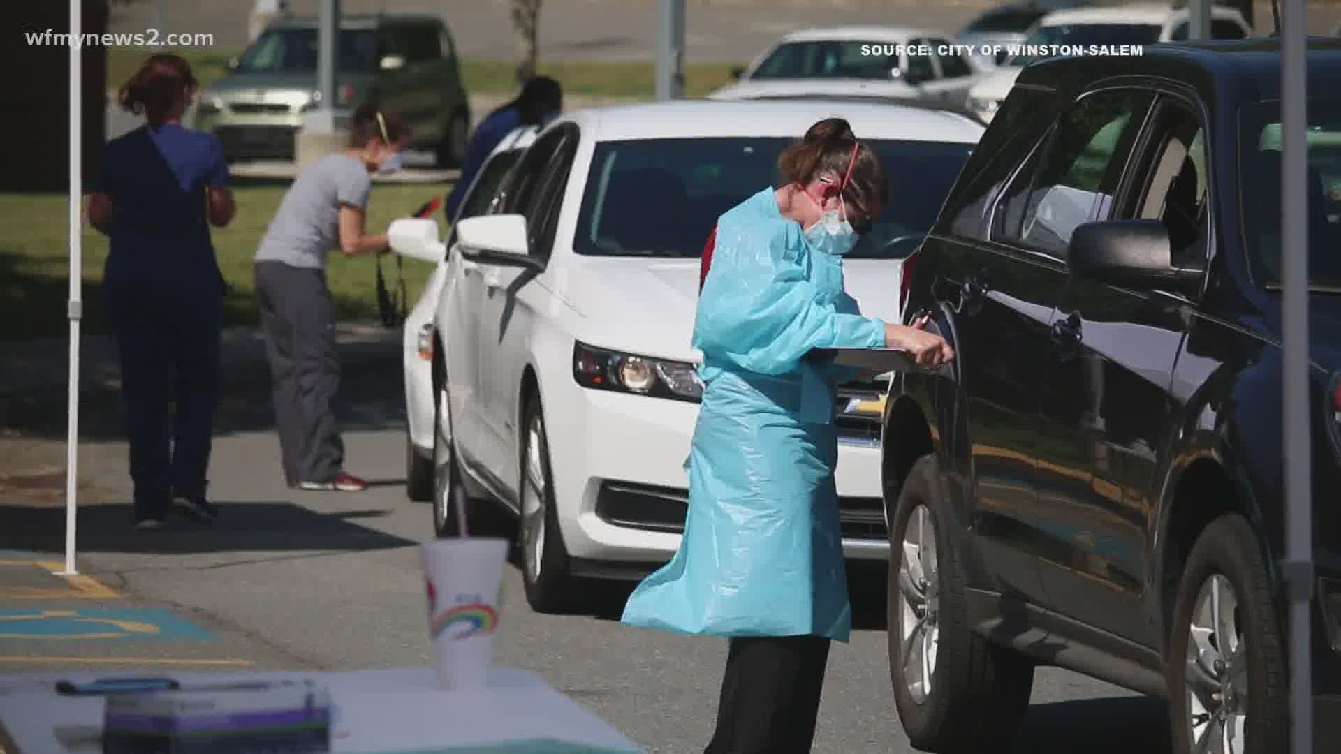 The location on Lansing Drive in Winston-Salem saw many folks trying to get tested for coronavirus.