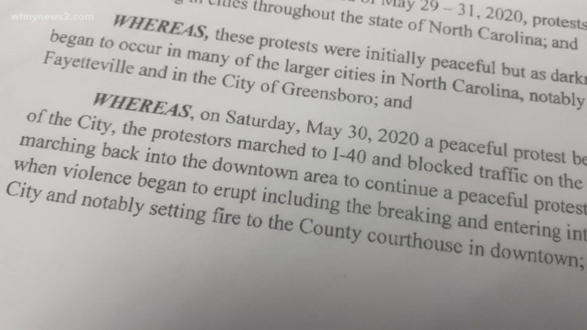 The city of Greensboro curfew is from 8 pm to 6 am. That means travel is restricted in the city limits.