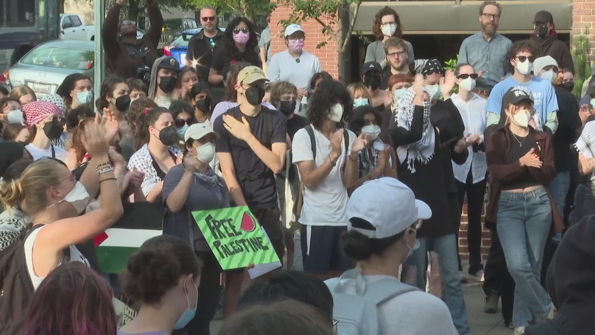 Students hold peaceful protests on the UNC campus.