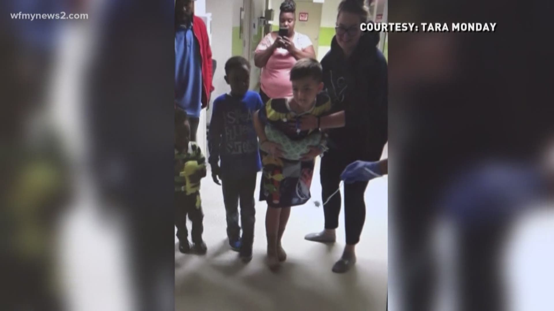 A 7-year-old boy was hurt in a car crash. His best friend helped him learn to walk again.