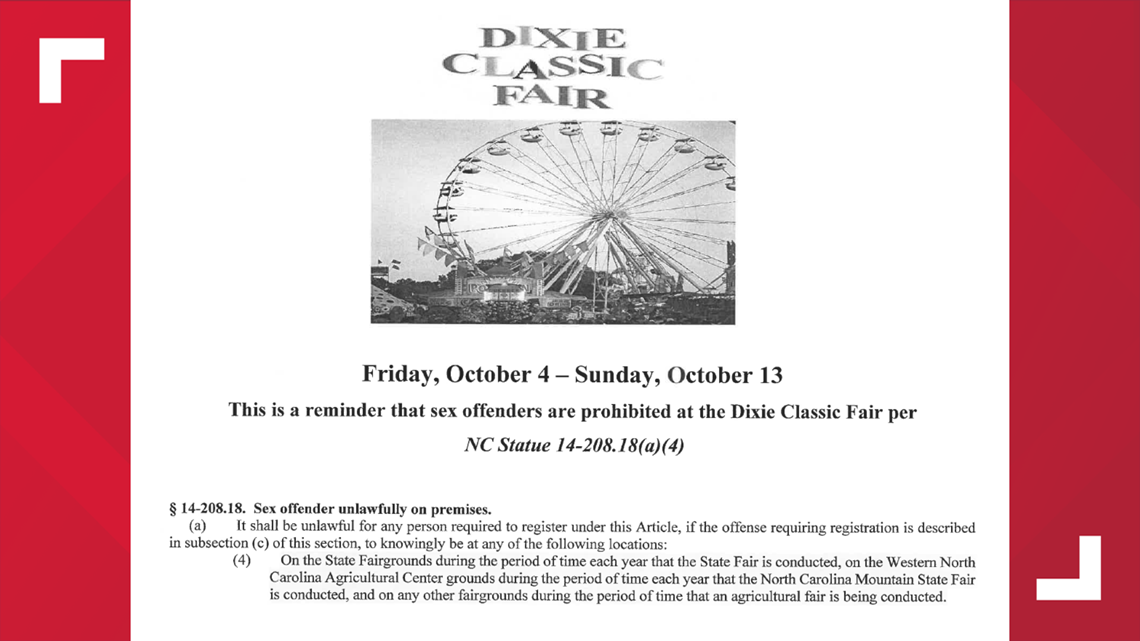 Deputies monitor for sex offenders at Dixie Classic Fair | wfmynews2.com
