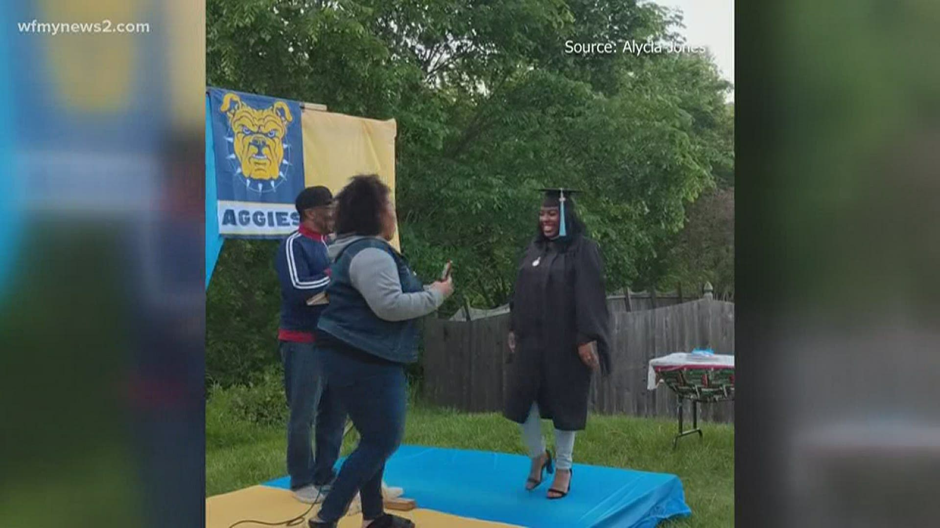 With traditional commencements called off, a Greensboro family transformed their backyard into a graduation ceremony to honor their NC A&T grad.
