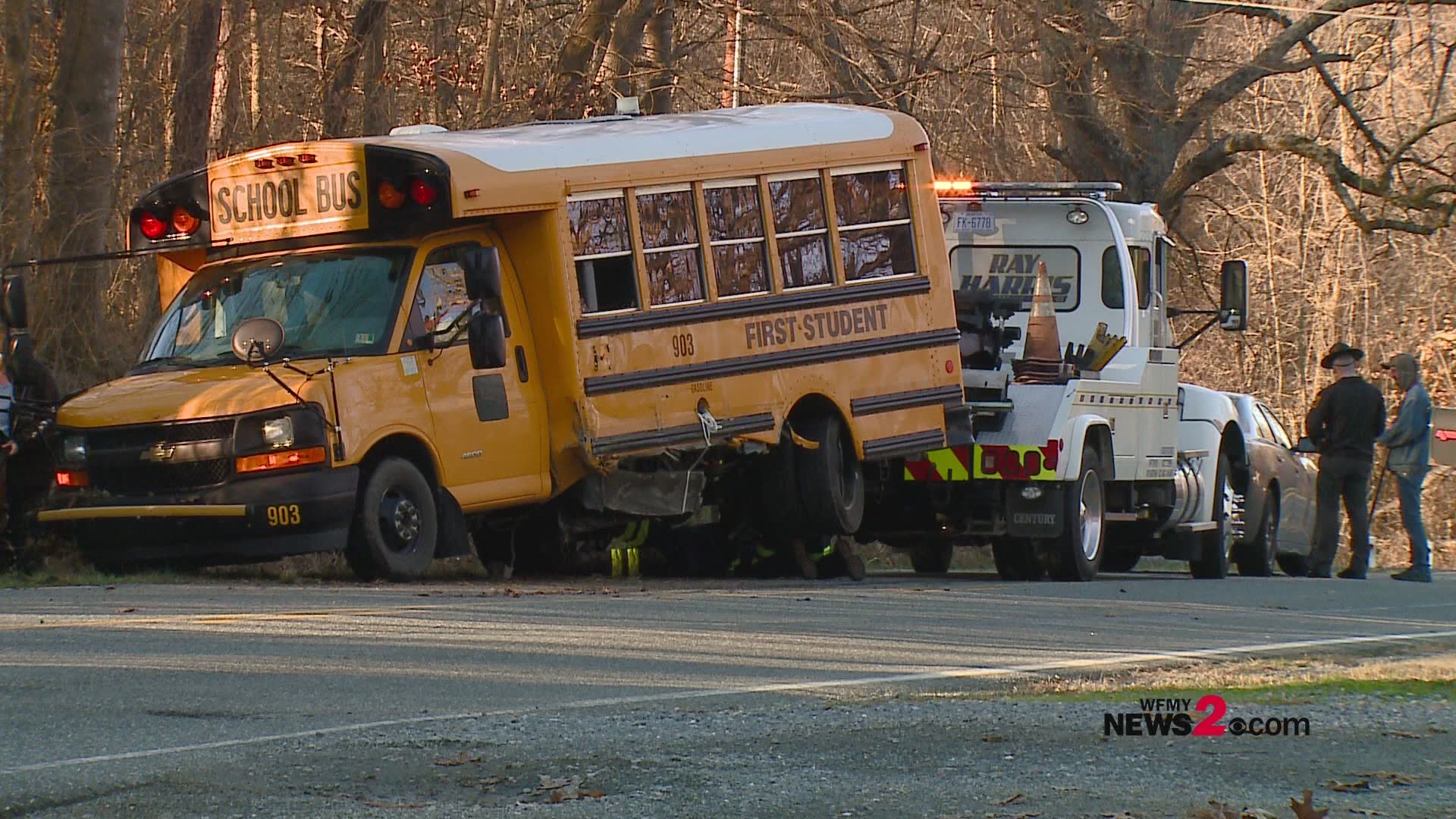 Troopers say three students were taken to the hospital with minor injuries.