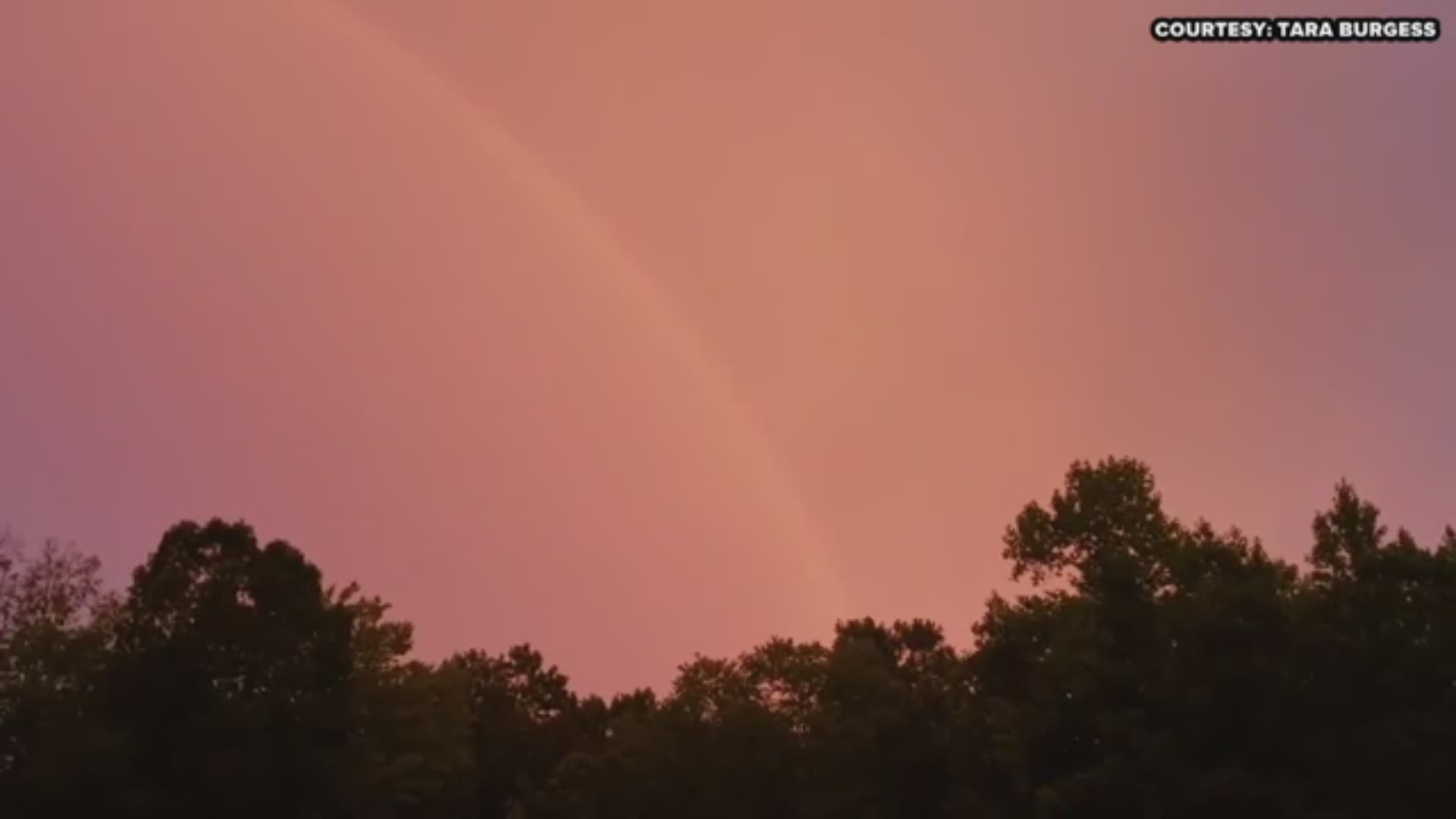Mesmerizing video captures sunset, rainbow, and lightning all in one! Tara Burgess captured the amazing video in Coleridge, NC!