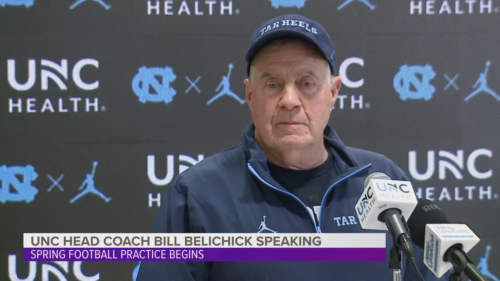UNC football coach Bill Belichick spoke to the media Wednesday ahead of the start of spring practice.