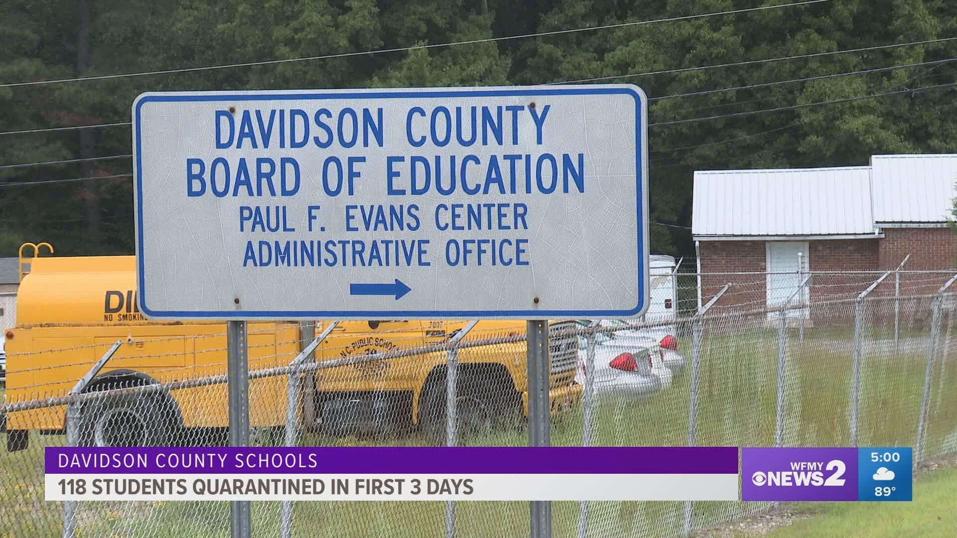 In the first three days of school, Davidson County Schools reported more than a hundred students are out of classrooms because of close contact with COVID-19.