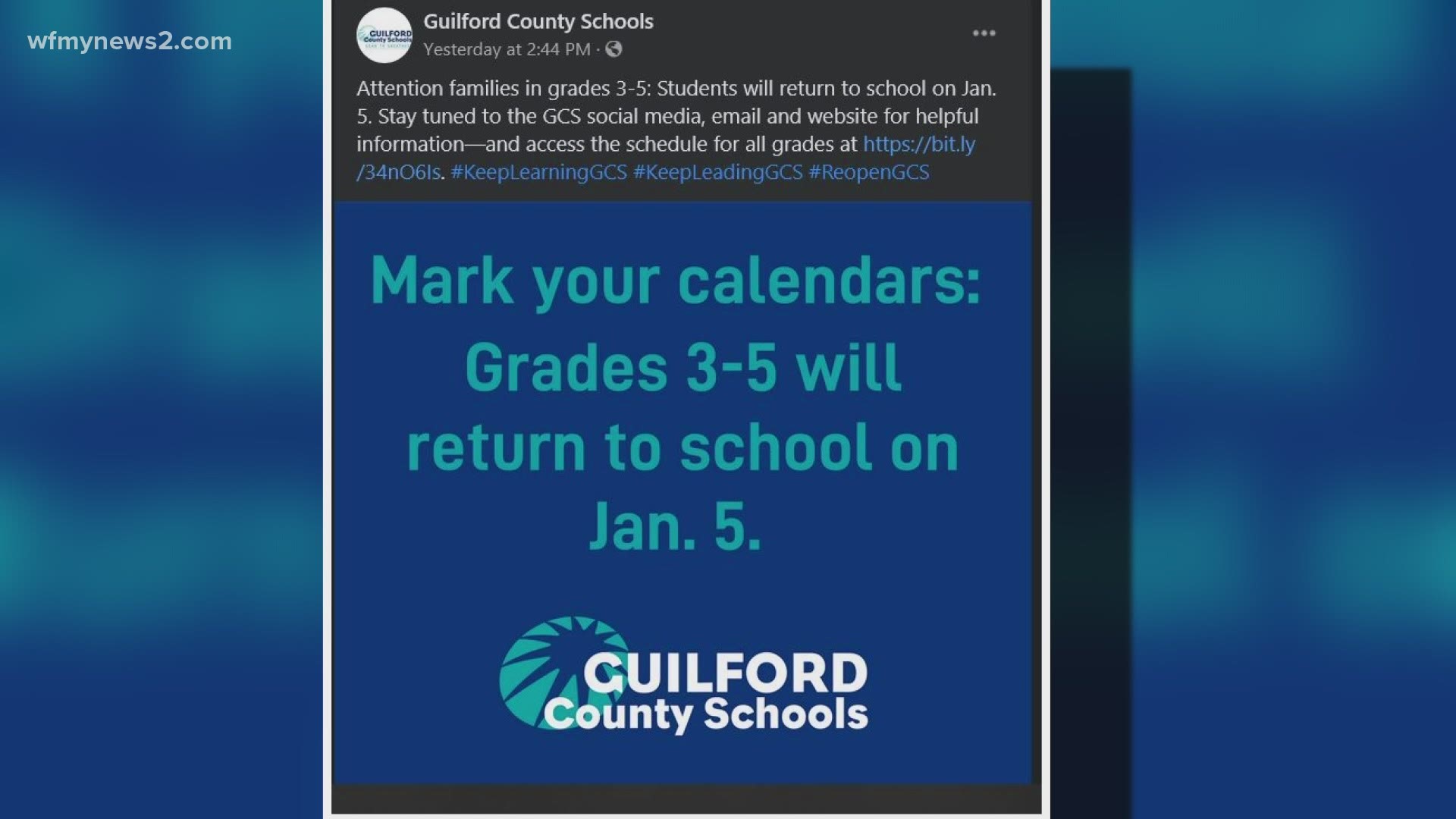 Guilford County Schools posted a reminder on Facebook Monday saying the back-to-school plan is "still a go."