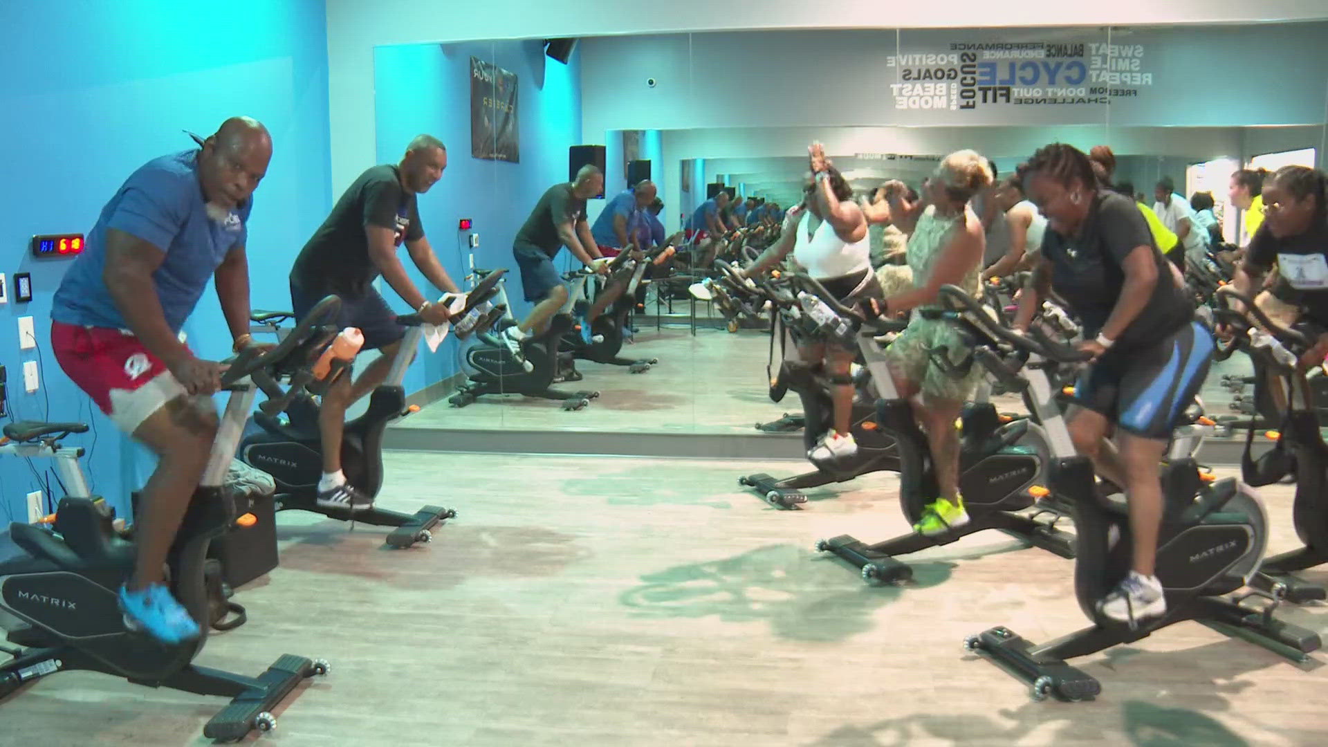 The Forsyth County sheriff leads spin classes several times a week.