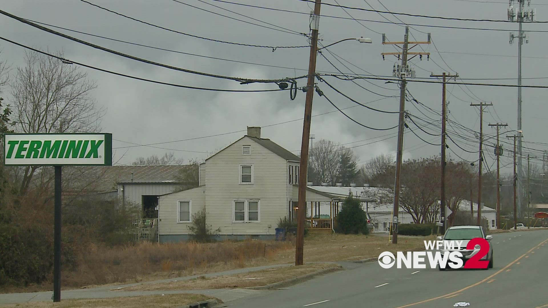 Heavy smoke still coming from the Weaver Fertilizer Plant in WinstonSalem