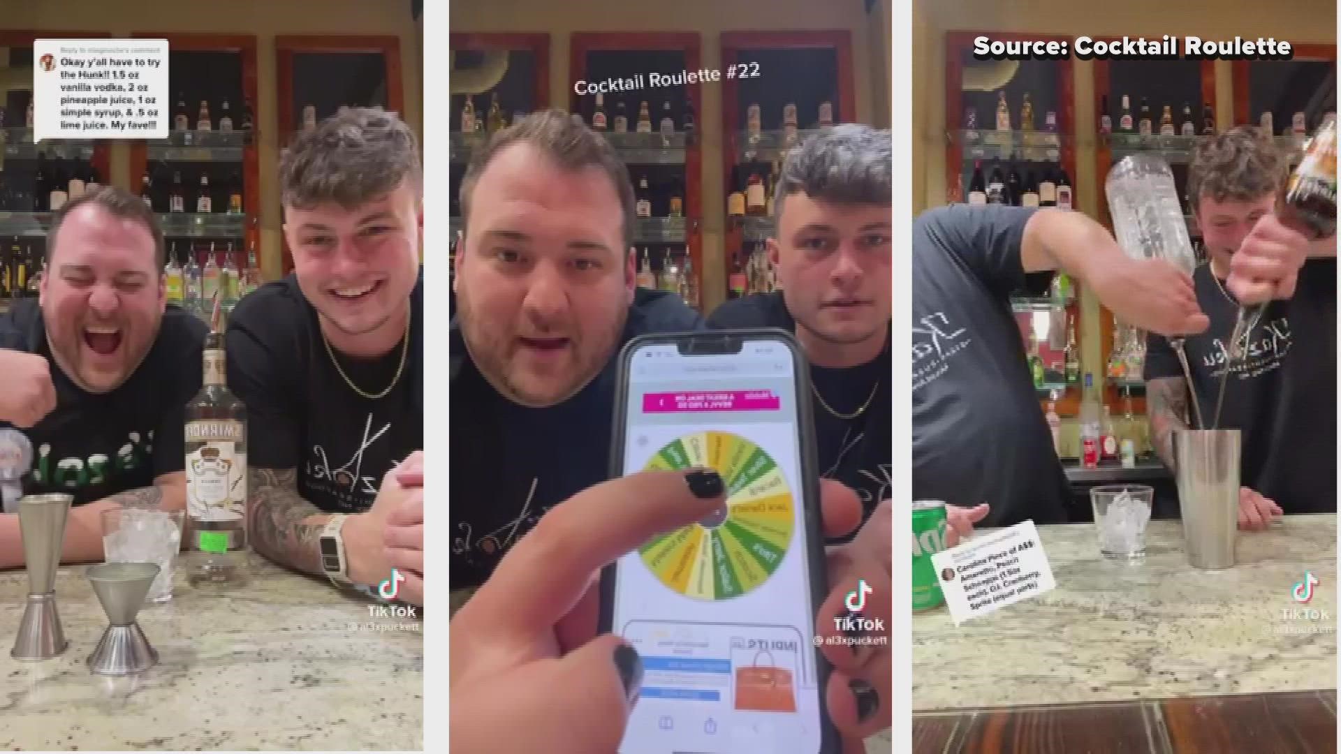 Benson White and Alex Puckett work at a sushi restaurant in Mount Airy. One night, they had an idea to let a roulette-style wheel decide what kind of drink to have.