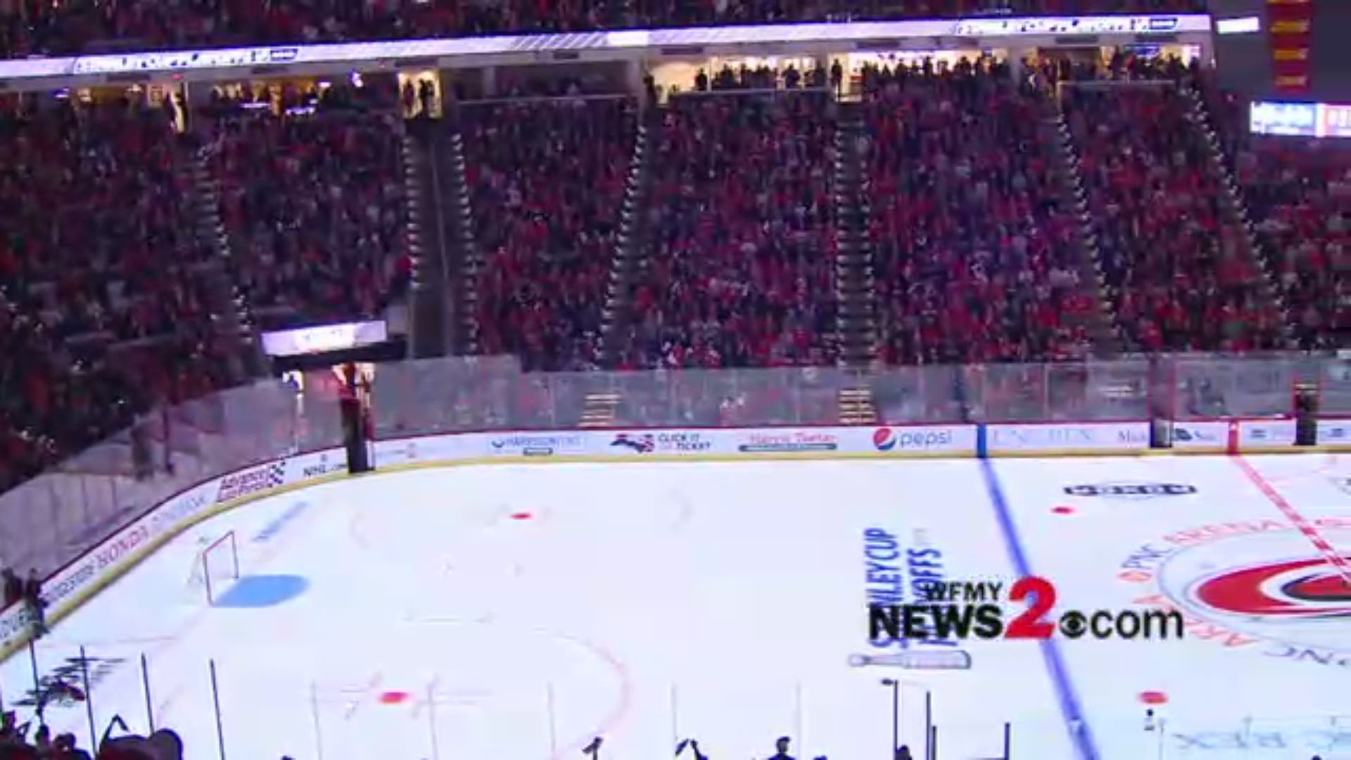 Hurricanes fans pack the house at PNC Arena as the Canes go up against the Capitals for their first playoff game in Raleigh.