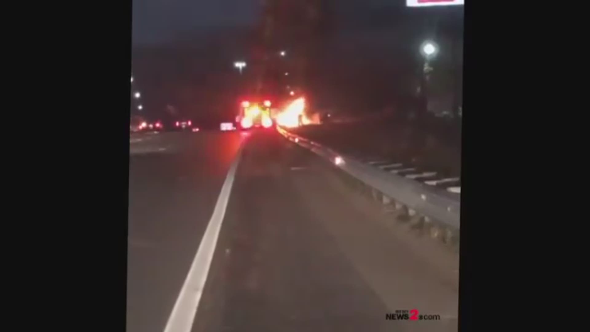 A car fire was captured on I-40 at exit 211 near Gallimore Dairy Road Friday night. The fire caused traffic to slow in the area.