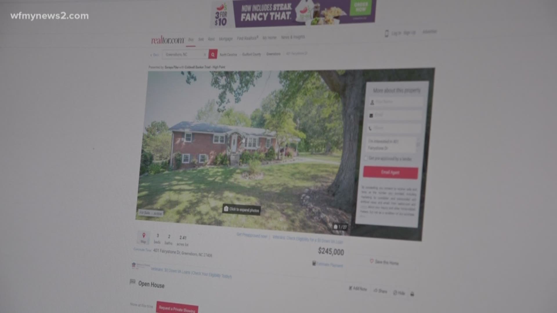 The owner's property was listed at $248,000, but much of the information online was connected to the land next to their home.