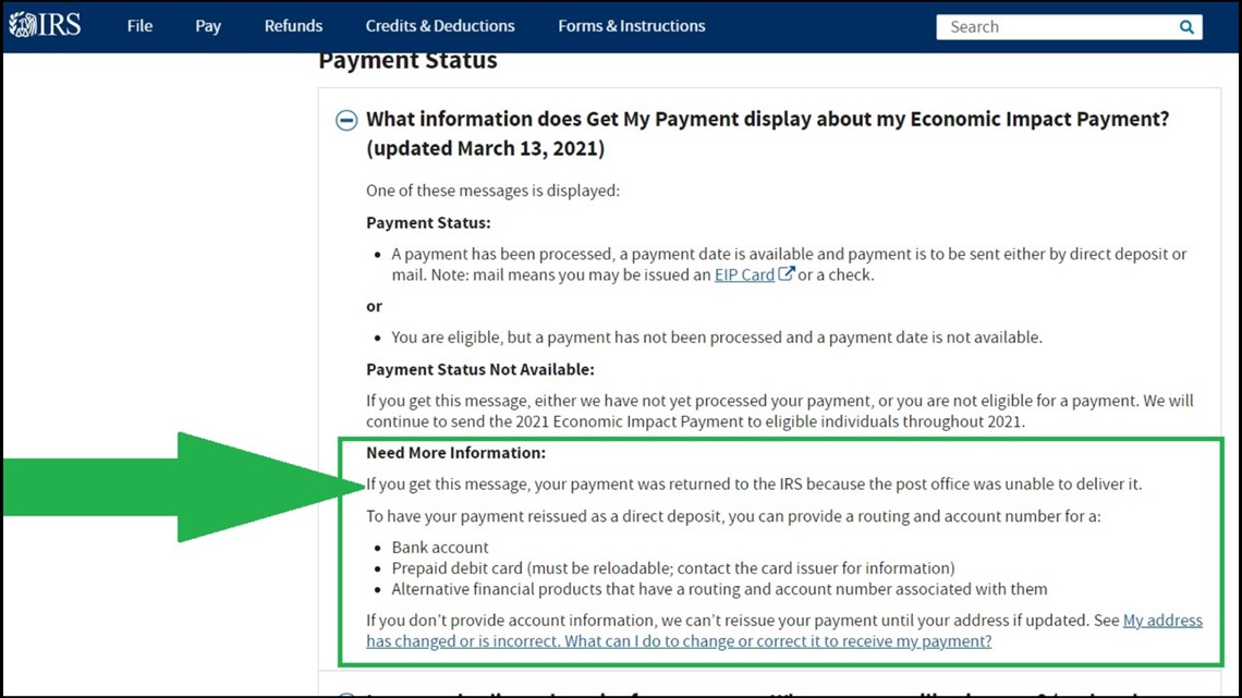 The IRS 'Get My Payment' portal tells you your stimulus status