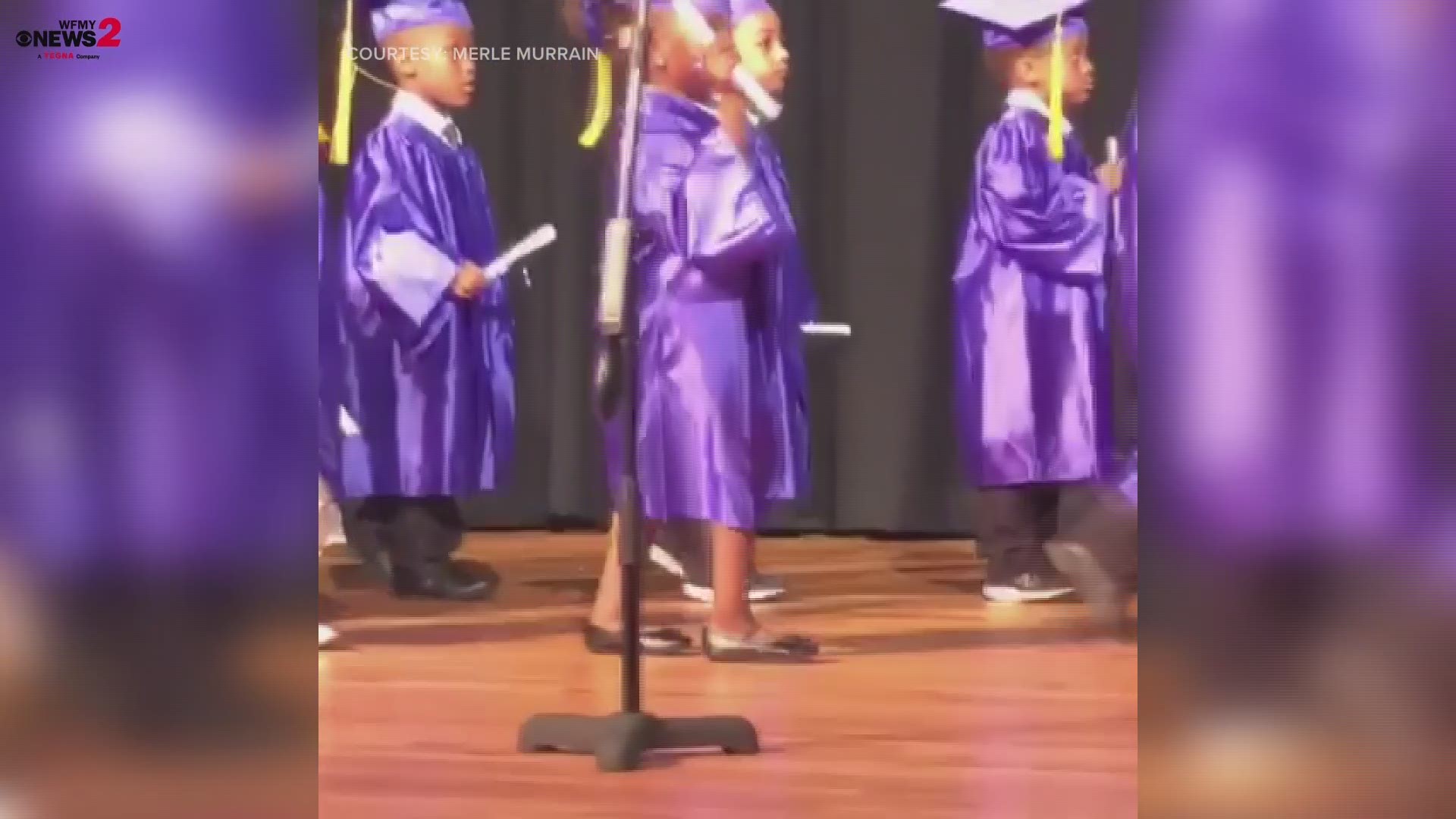 Aubrey Christina Toby definitely 'couldn't stop the feeling' during her graduation ceremony and her family caught it all on video. Courtesy: Merle Murrain