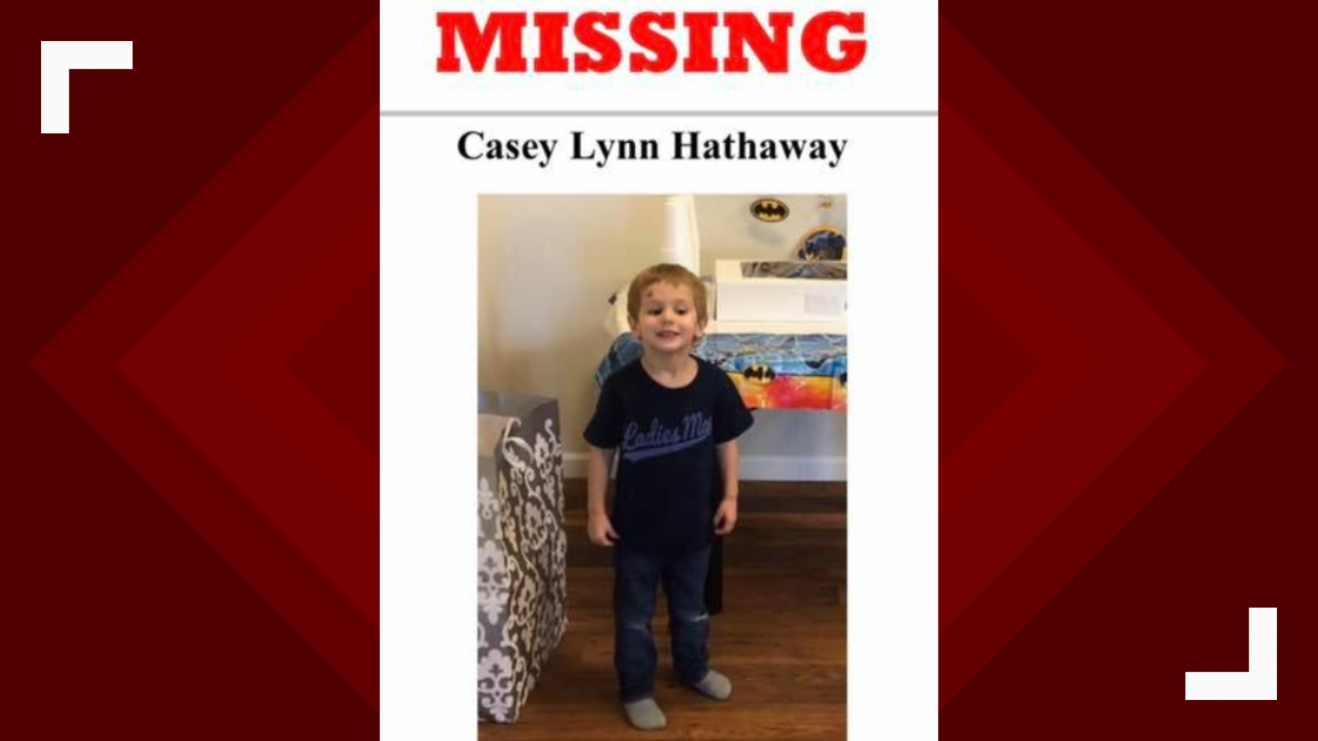 The search for missing 3-year-old Casey Lynn Hathaway continues. The boy hasn't been seen since Tuesday afternoon when he was outside his grandmother's house.