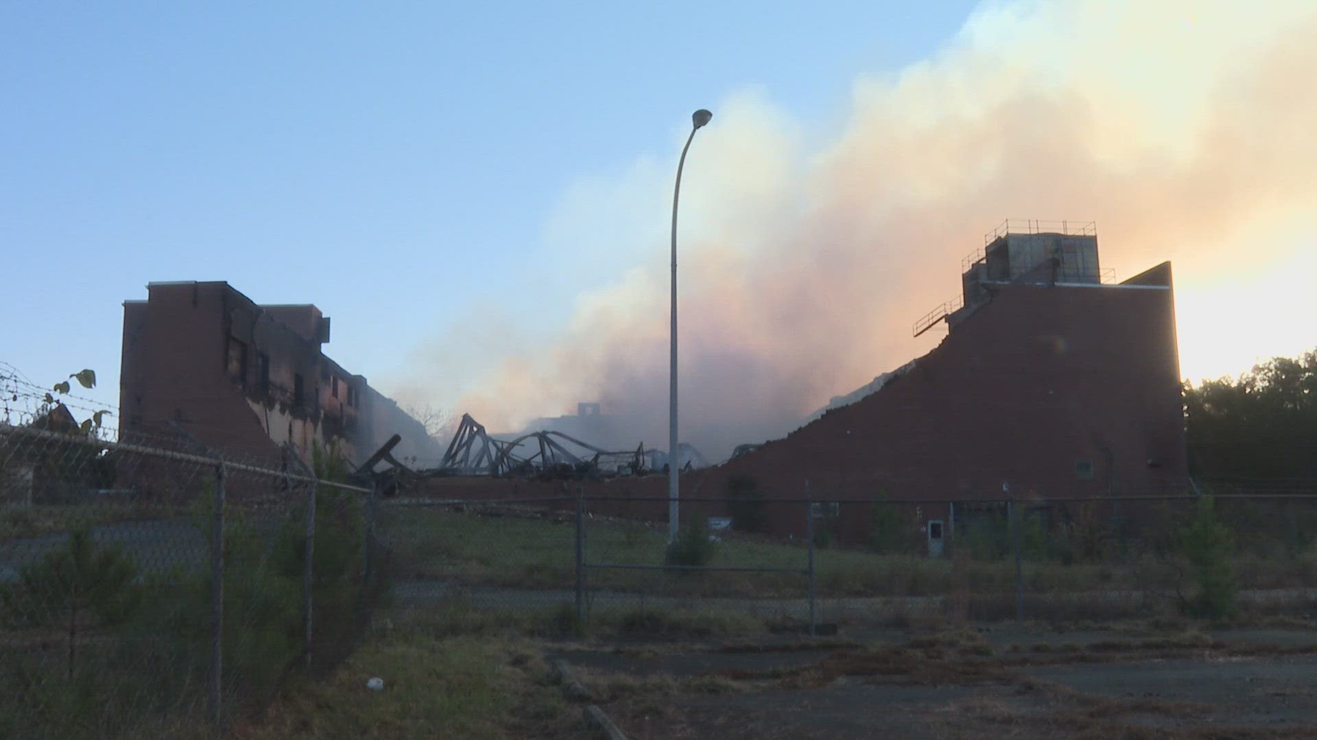 Parts of the old Culp Weaving Mill in Graham collapsed after a three-alarm fire.