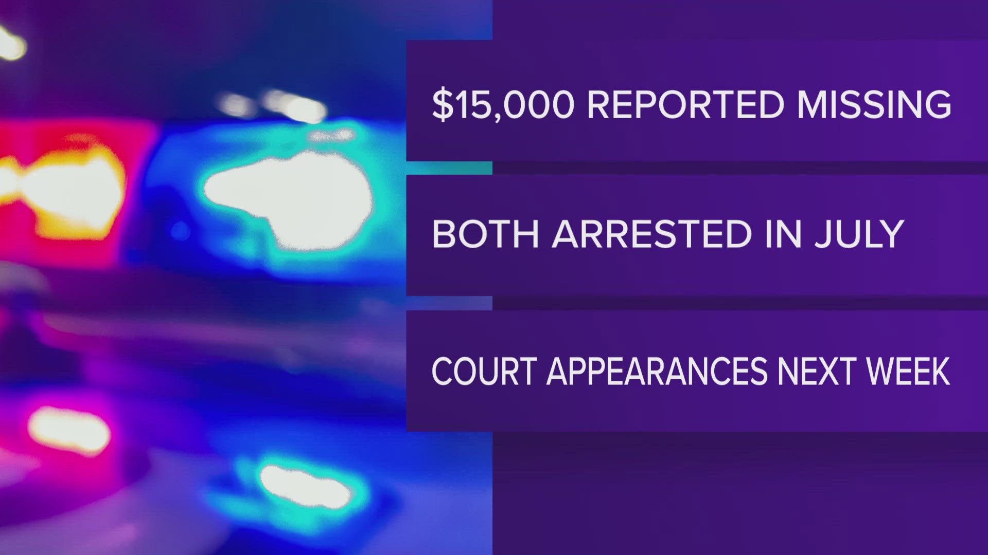 The pair was arrested in July.