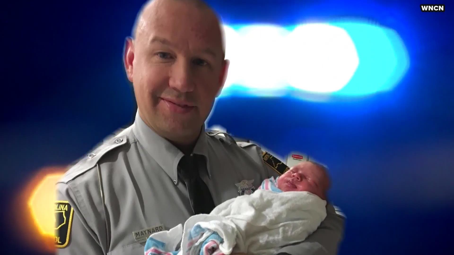 Wake County North Carolina State Highway Patrol Trooper Sergeant Brian Maynard can now add baby deliverer to his resume.  He stopped a speeding van then helped to deliver a baby!