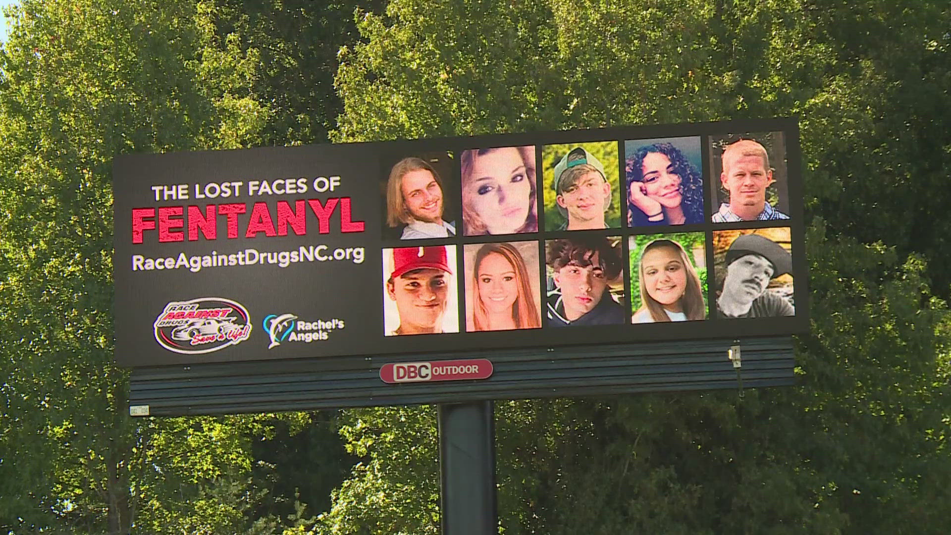 The billboard shows victims who lost their lives to fentanyl.