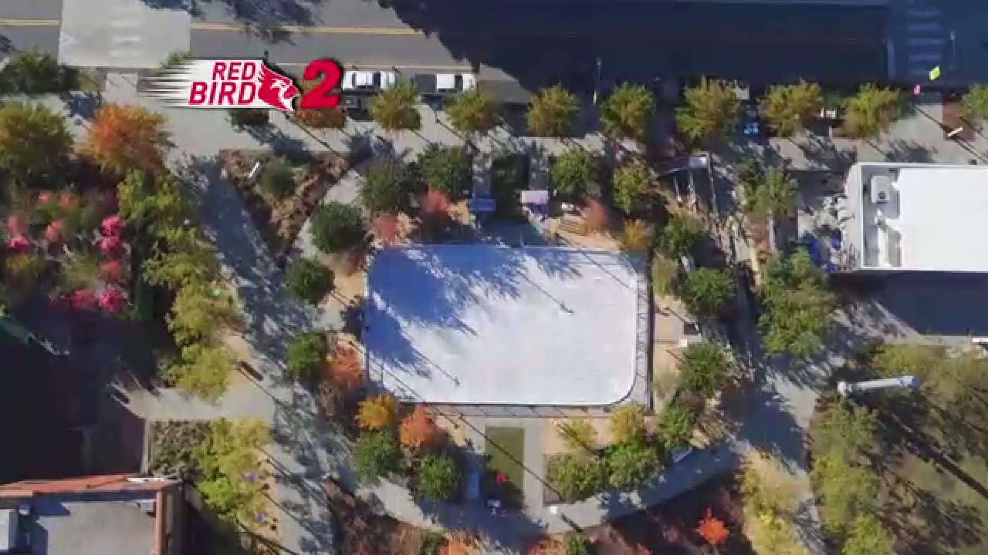 Red Bird 2 captures drone view as crews build WFMY News 2's Winterfest. The season kicks off Friday November 16th in downtown Greensboro.