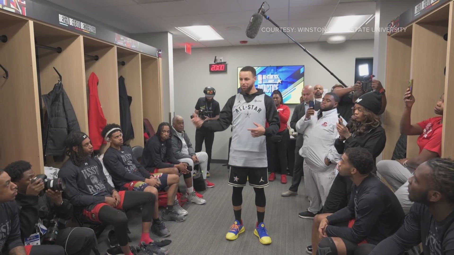 The Winston-Salem State University men's basketball team got the chance to meet Golden State Warriors player and 2-time MVP Steph Curry.