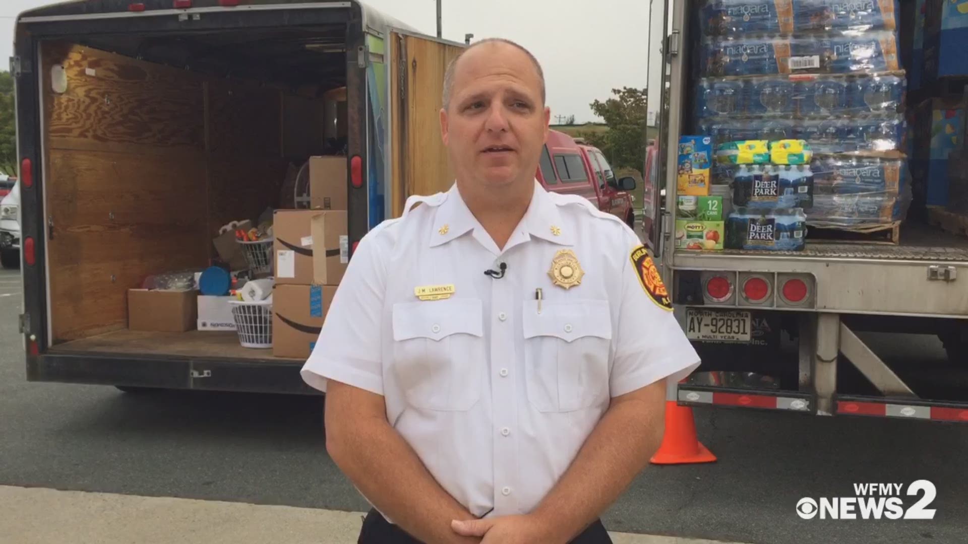 The community pitched in after the Burlington Fire Department asked for donations to help those hurt by Hurricane Florence.