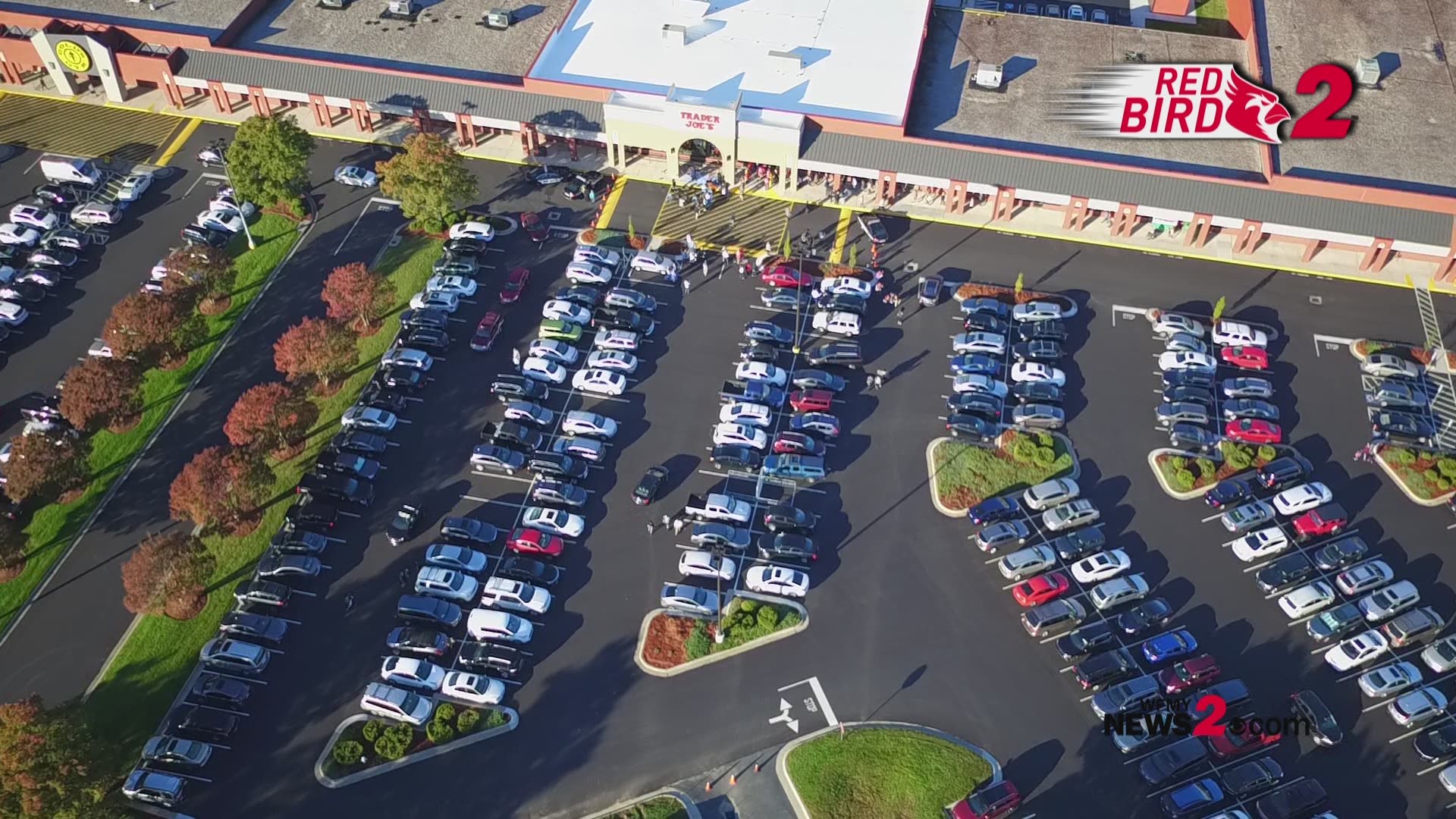 Our drone Red Bird 2 flew over the new grocery store in the Brassfield Shopping Center. It's a packed lot!