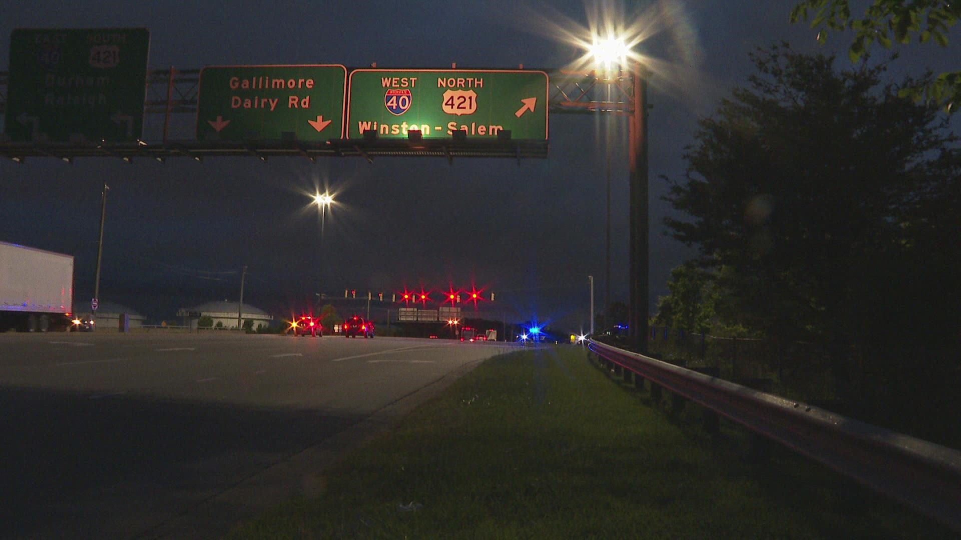 Part of I-40 closed in Greensboro due to car crash | wfmynews2.com