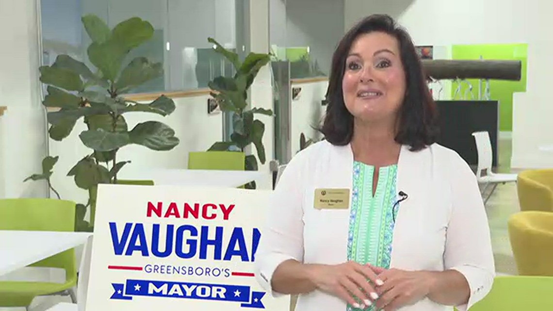 Incumbent Mayor Nancy Vaughan encouraging Greensboro voters to get out to the polls