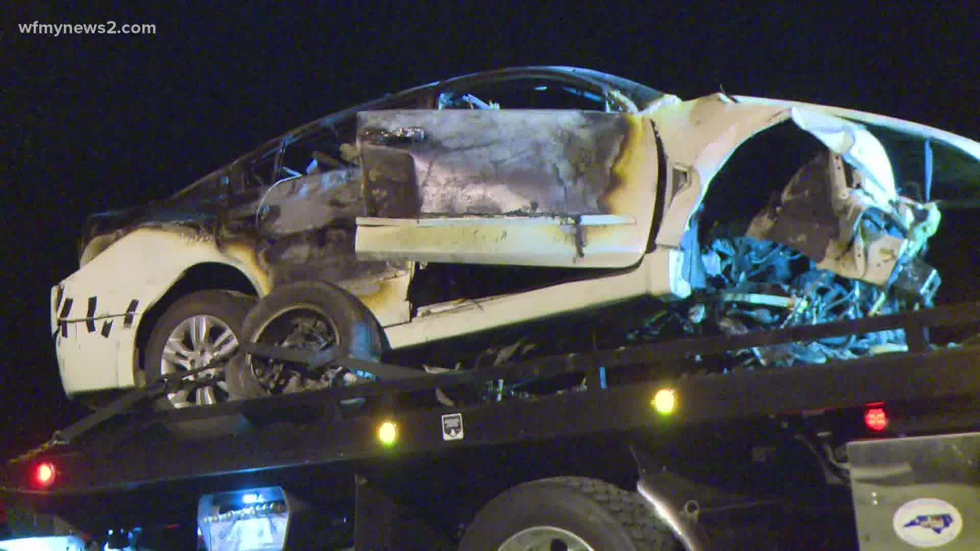 Highway patrol said the driver and the passenger died after the car ran off the road, hit a ditch and caught fire.