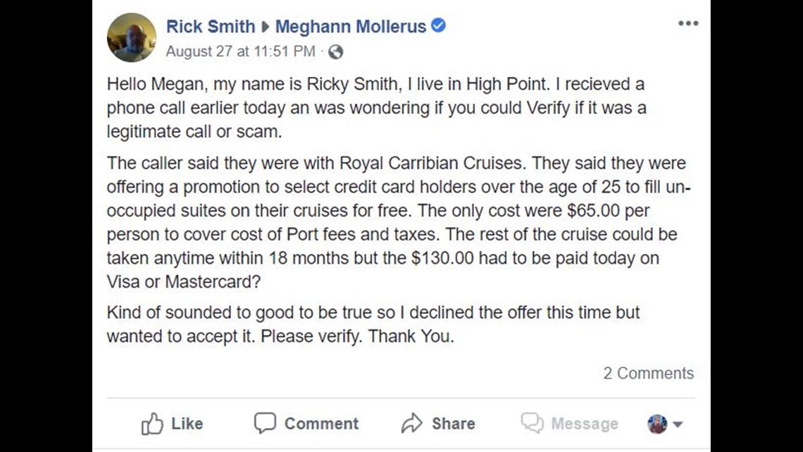 VERIFY: Royal Caribbean "Free Cruise" Phone Call Is A Scheme