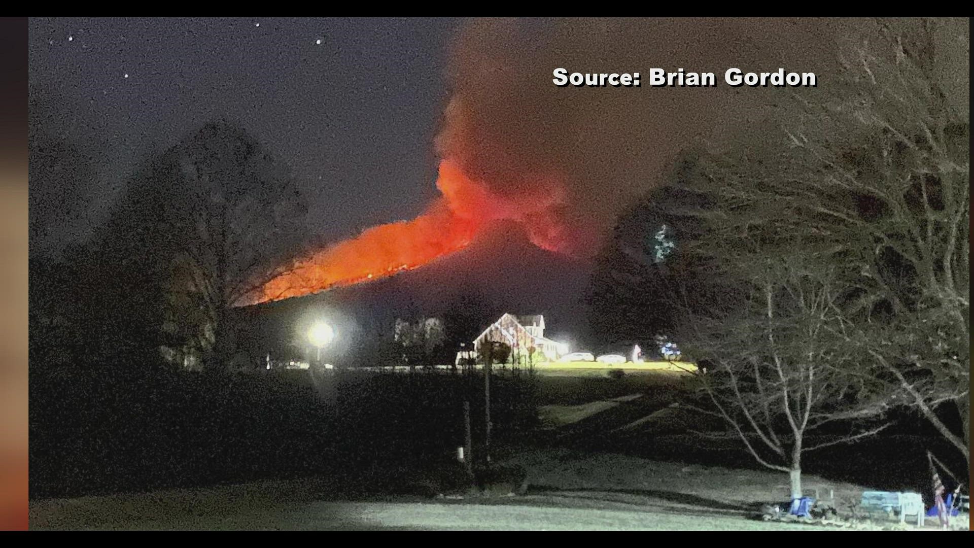 Dwayne Young shares his views of the Pilot Mountain fire from Stokes County.