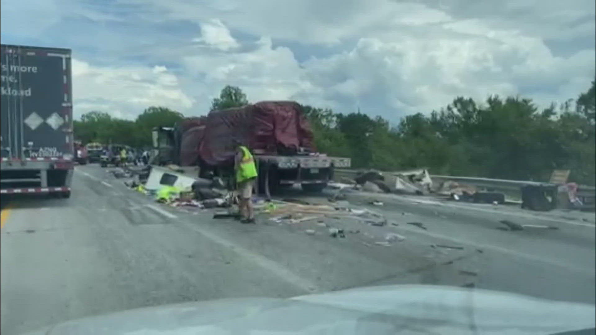 Cars are in standstill traffic after multiple car crash near Thomasville rest area