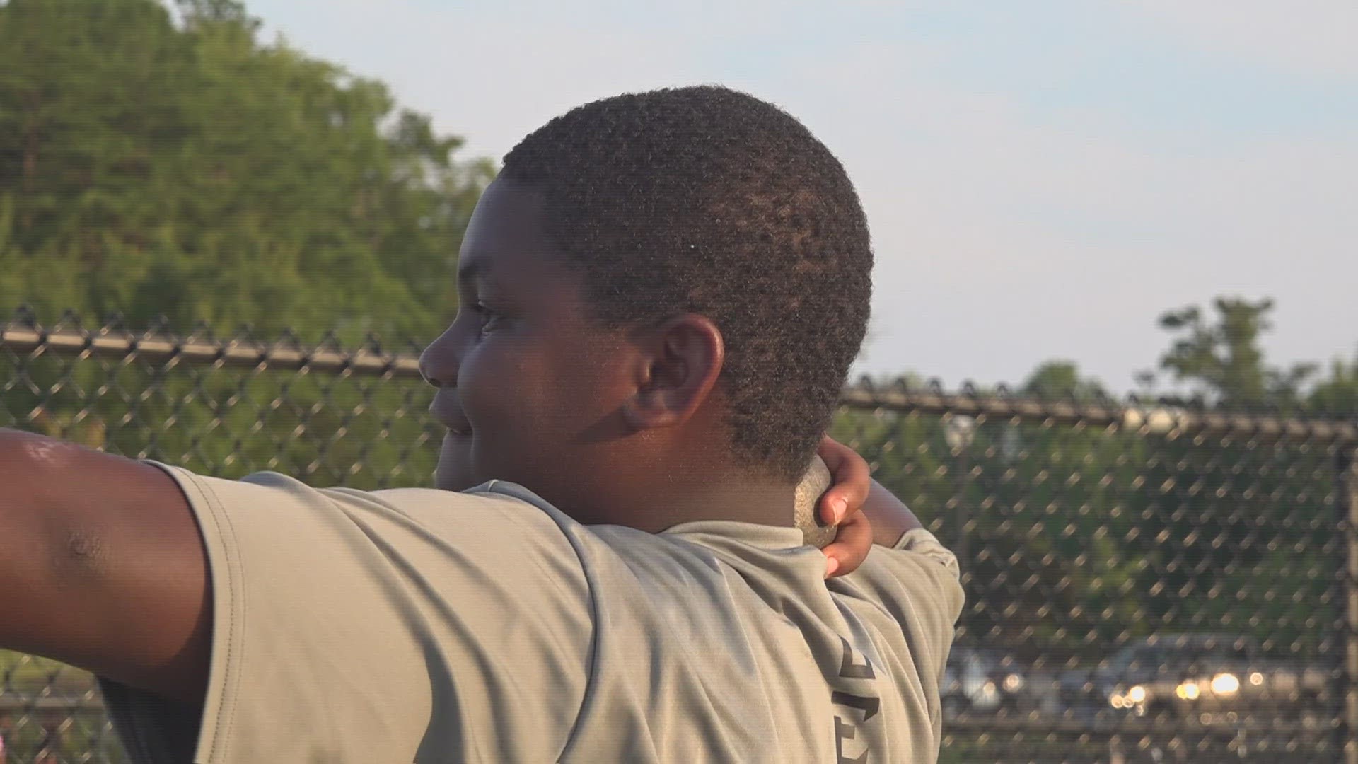 Cameron Crouch is competing for a gold medal in shot put at the 2023 AAU Junior Olympics in Des Moines, Iowa.