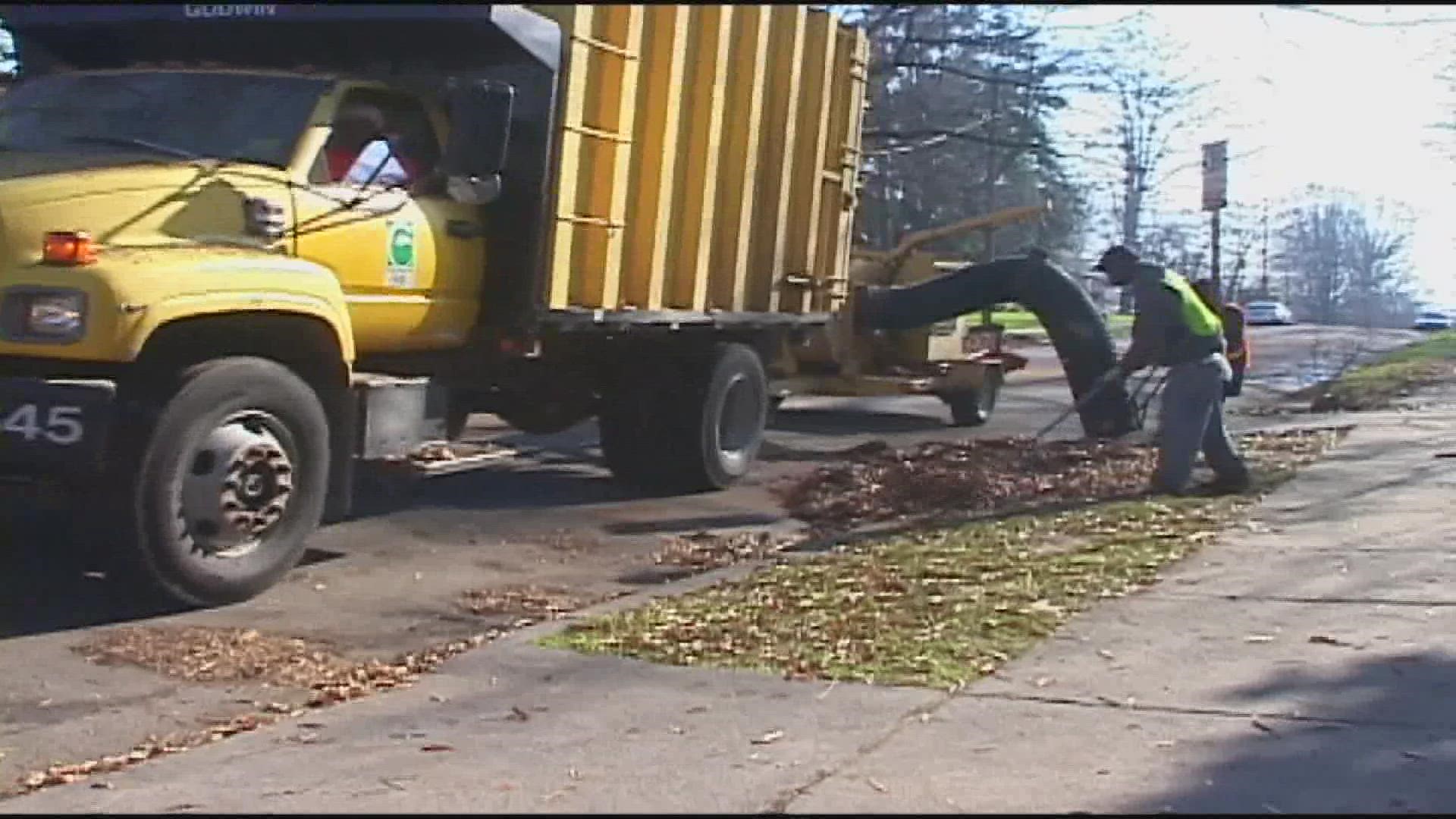 The Winston-Salem sanitation department is still working on collecting large leaf piles from 2022.