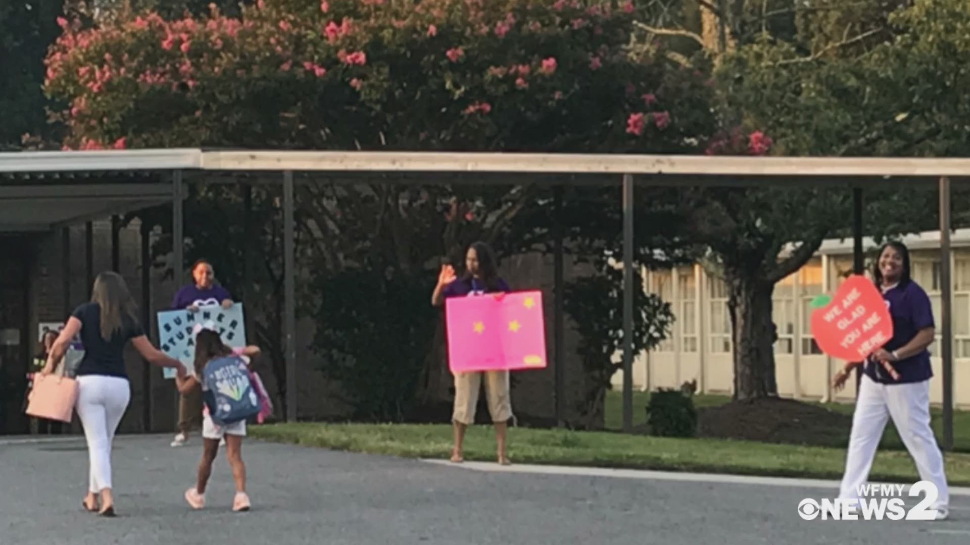 Students were welcomed by friendly and excited school staff and athletes from NC A&T!