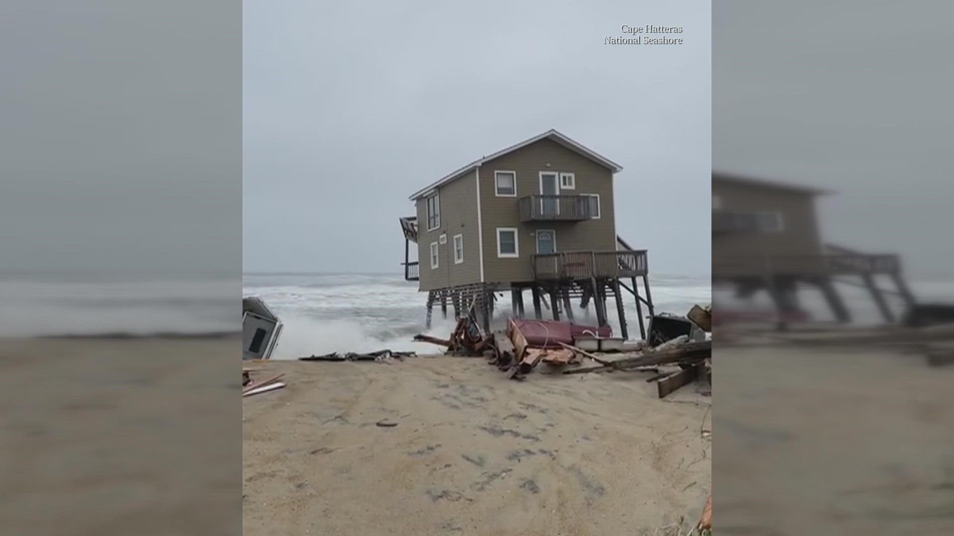 A beach house in Rodanthe on the North Carolina Outer Banks collapsed into the ocean. It's the second house to collapse in a matter of hours.