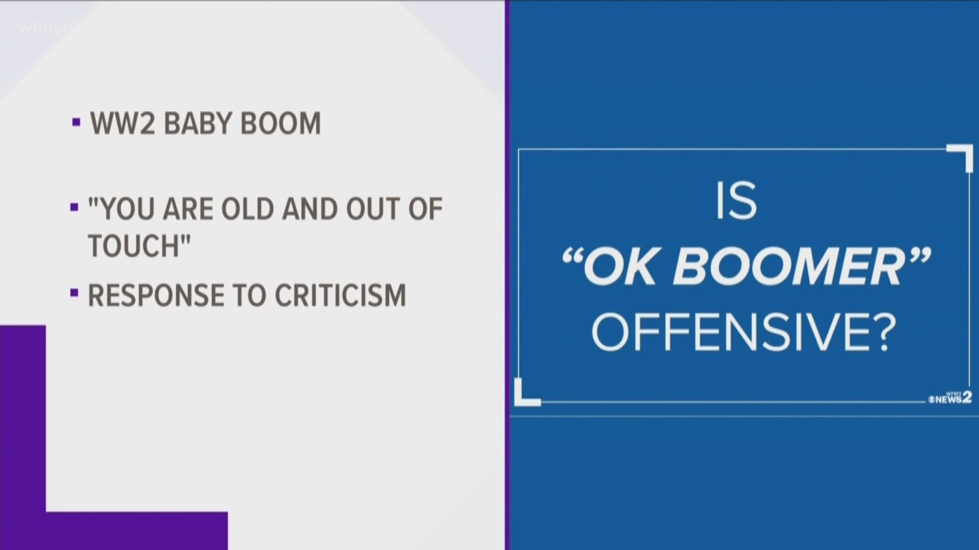 Social media experts say "ok boomer" started as a jab on the app Tik Tok. It essentially means "You are old and out of touch."