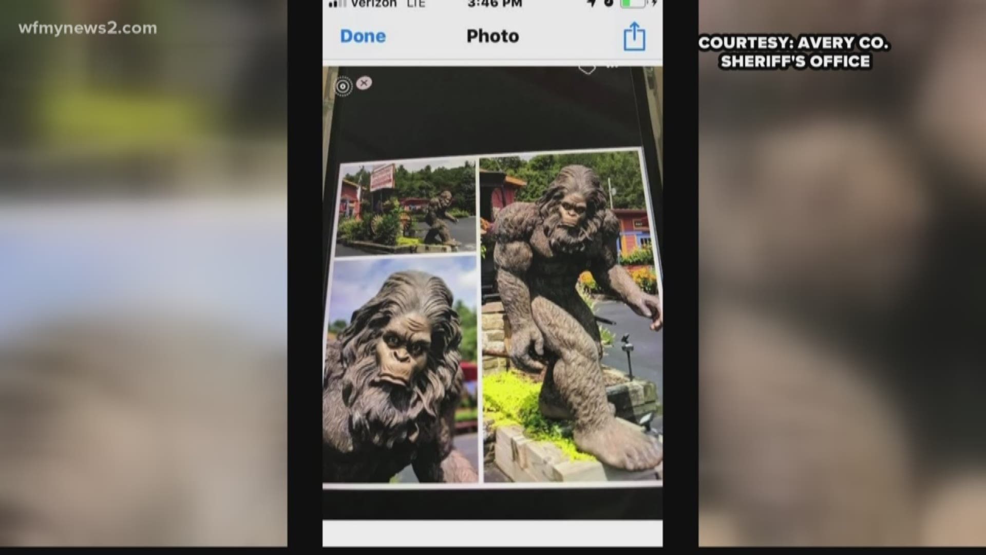 After the bigfoot statue had been missing for a few months, deputies found the creature in the middle of the woods