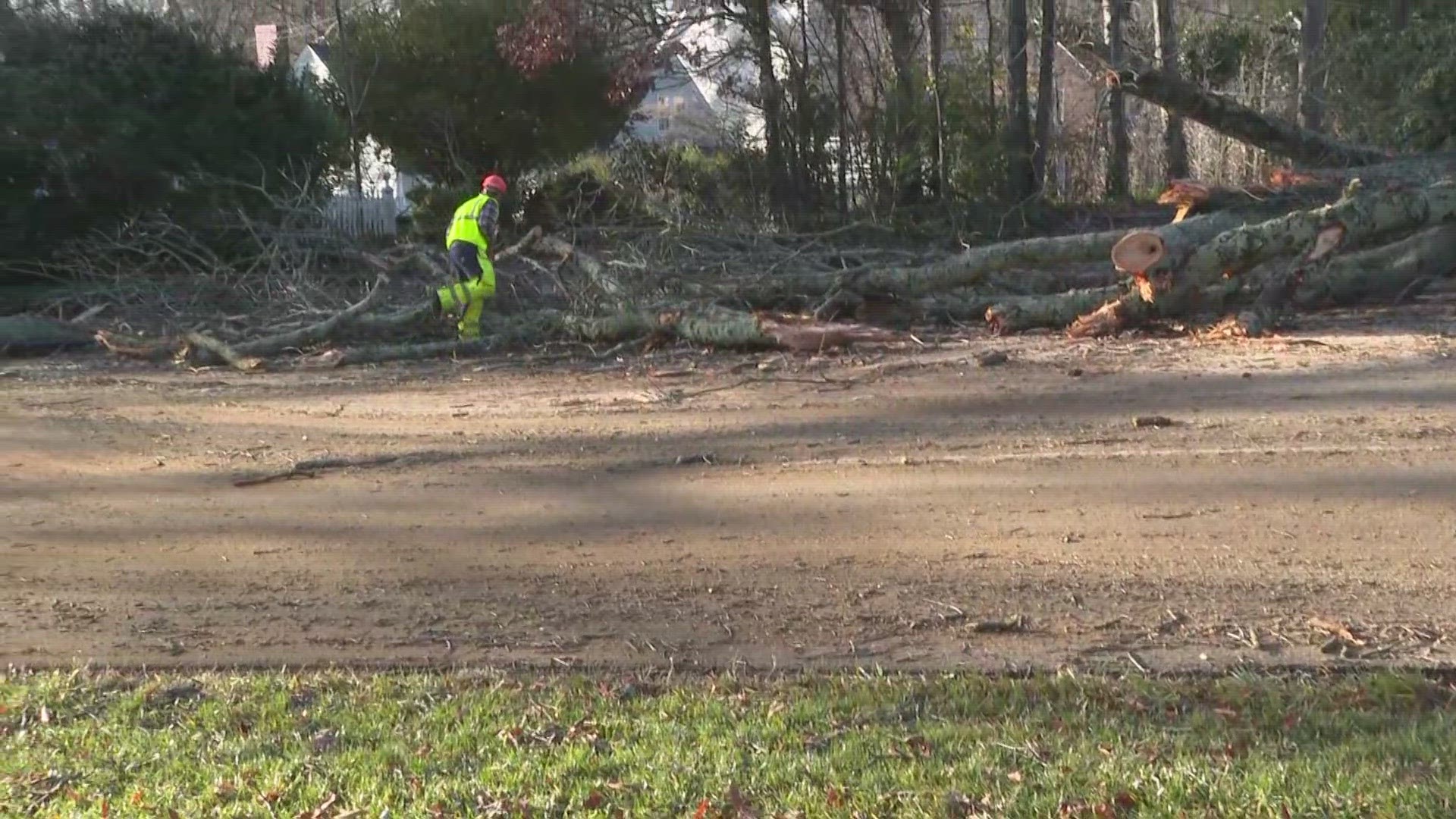 A tree is blocking the road on West Friendly Avenue between Whittier Drive and West Greenway Drive in Greensboro.