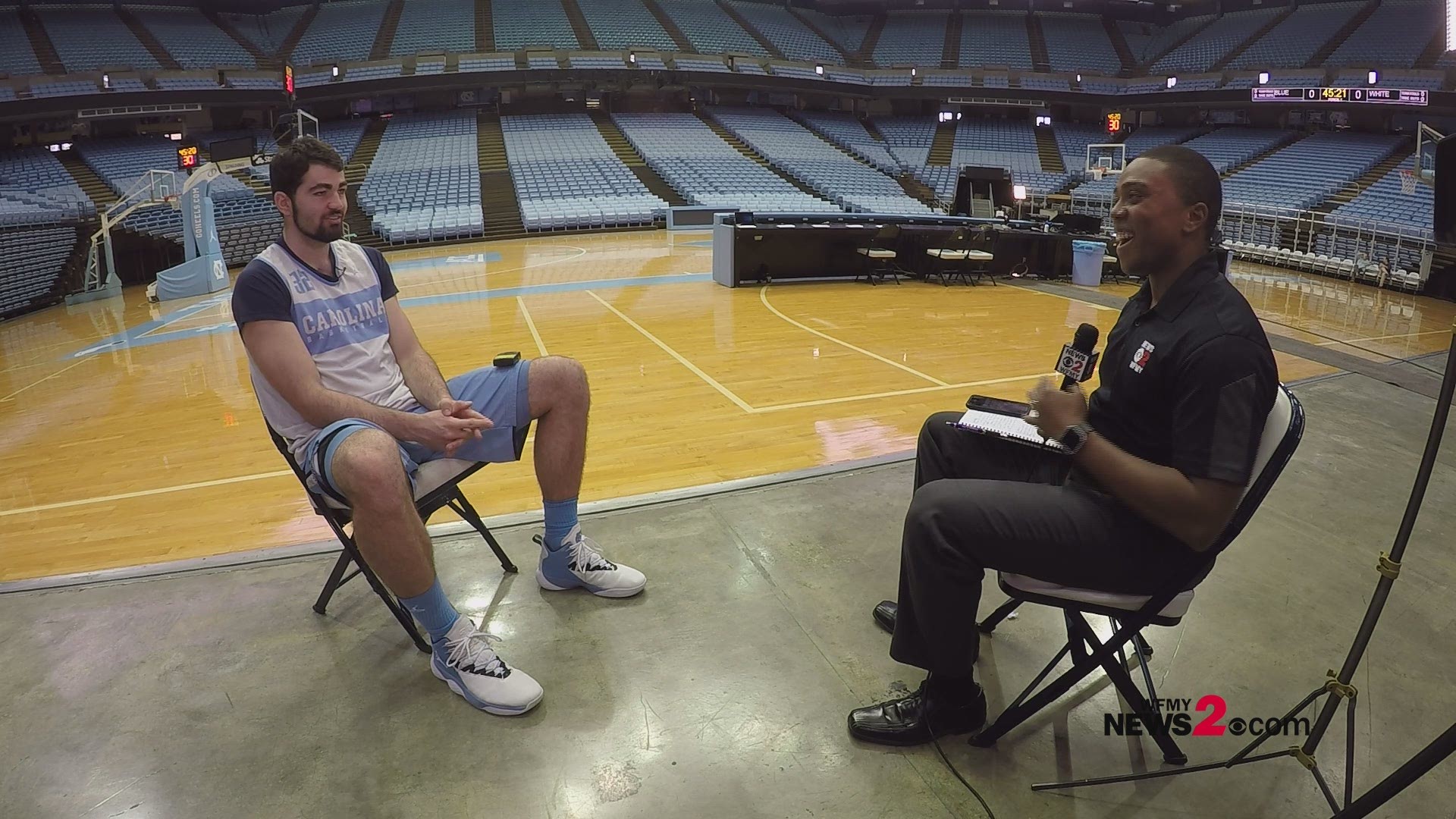 UNC senior forward Luke Maye sits down with WFMY News 2's Patrick Wright for one minute of rapid-fire questions.