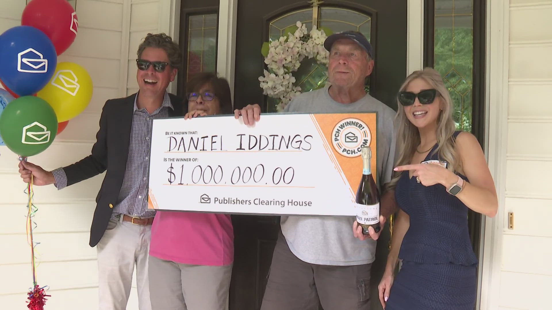 Publishers Clearing House surprises a couple with the winnings.
