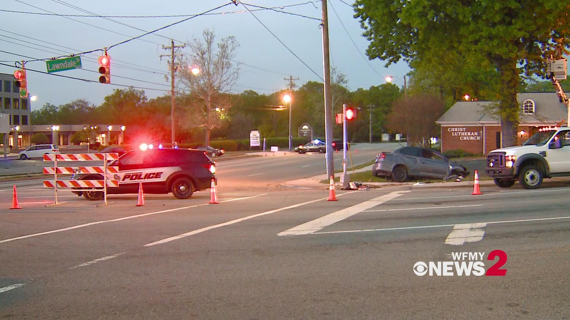 Car wreck closes Lawndale Drive in Greensboro