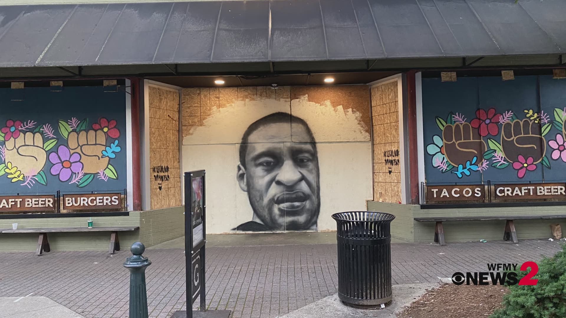 Downtown Greensboro storefronts have transformed into a working piece of art as part of nationwide protests for justice and equity