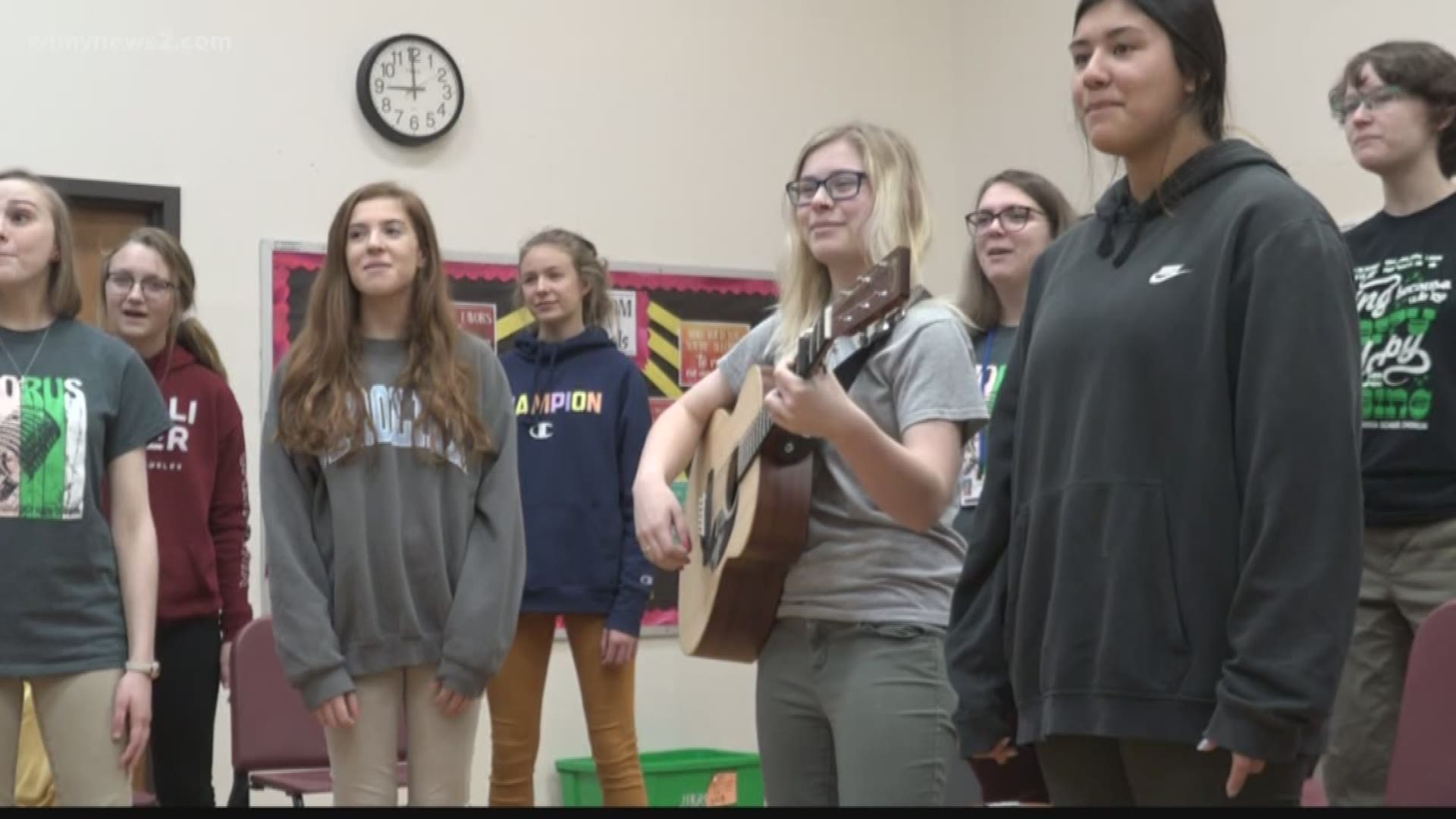 Students at Southwest Guilford High School are raising money by singing songs to people on Valentine’s Day.