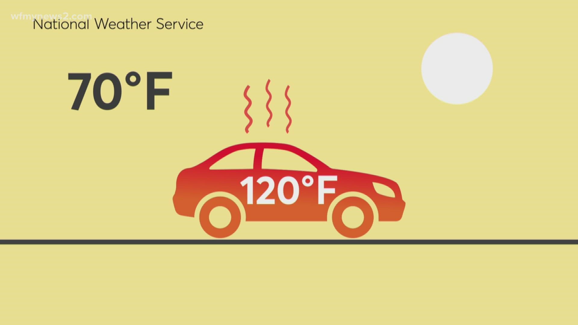 Even when the temperature outside is in the 70's, the temperature inside a car can quickly heat to over 120 degrees